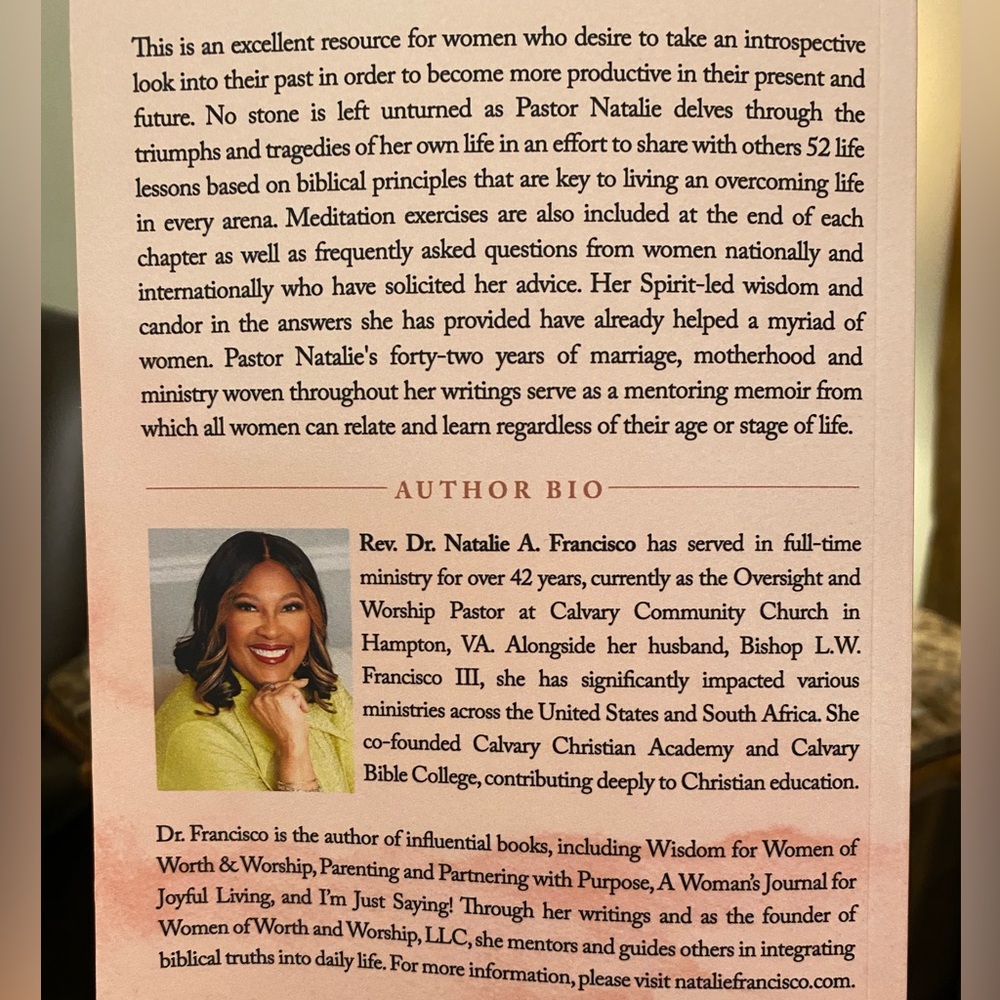 Wisdom for Women of Worth and Worship (book written by Dr. Natalie A. Francisco) - Picture 2 of 8